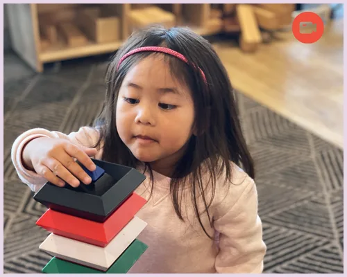 A child building blocks