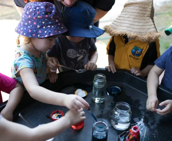 Children playing with water